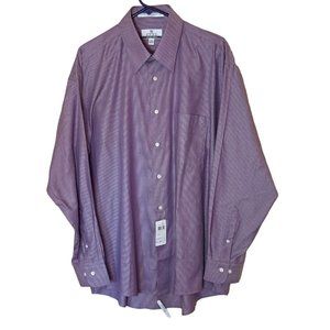 Enro Dress Shirt Men's 17 Micro Pima Damask Lt Purple Gray Stripes NEW L/ Sleeve